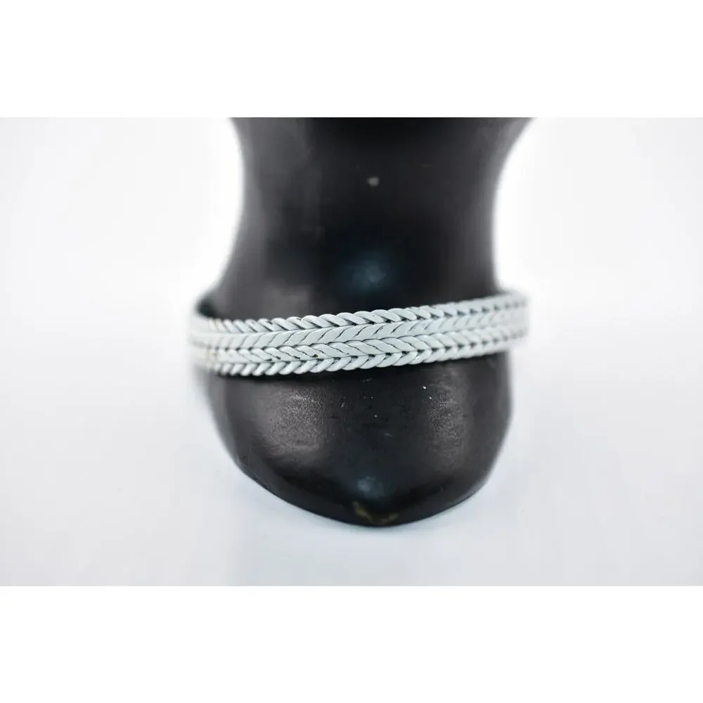 Monet Signed Vintage Bracelet Thick White Painted Linked Chain 6.75